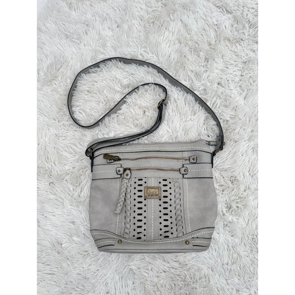 boc Born Concept Gray Crossbody Bag Laser Cut Bohemian Shoulder Purse Zip
